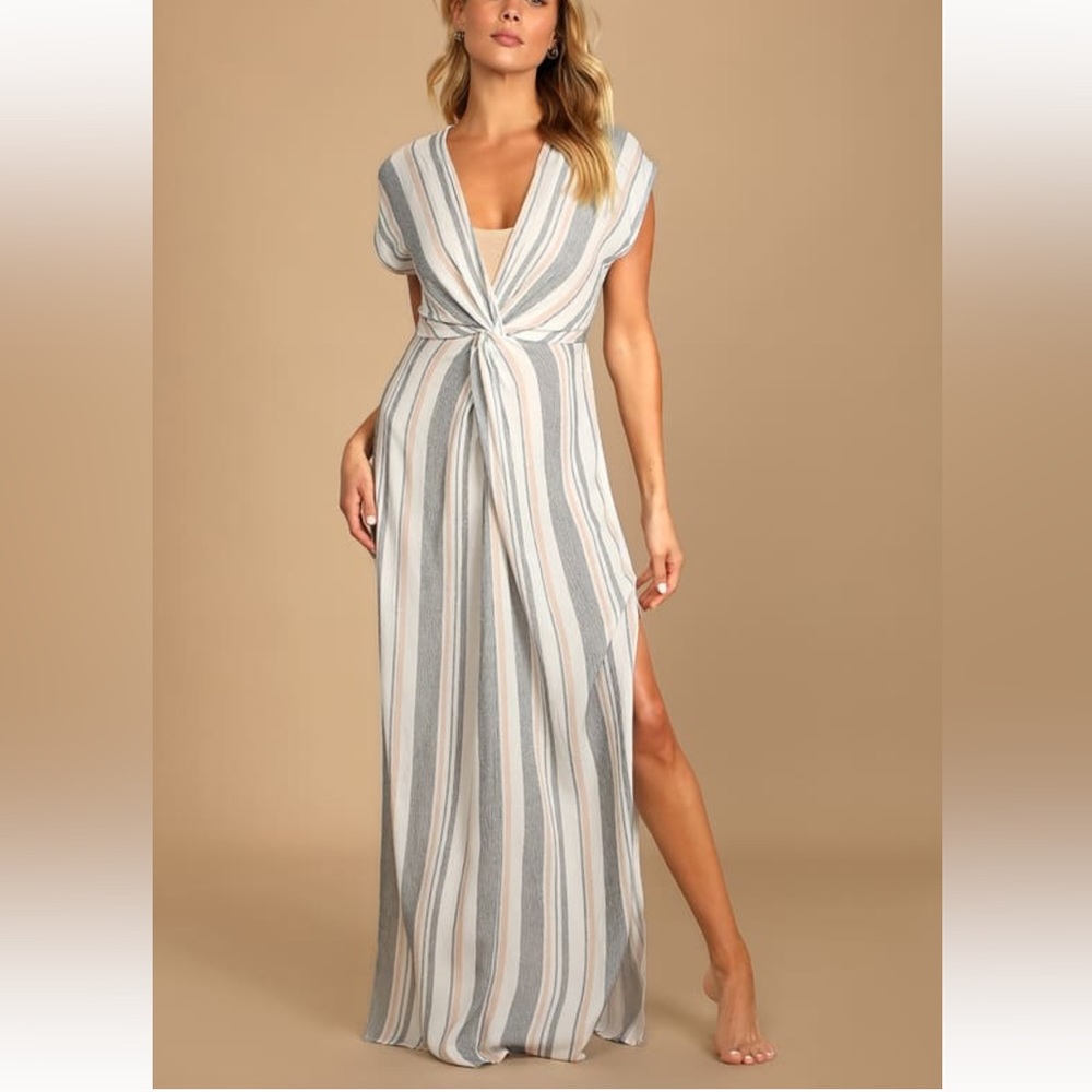 Coastal grooves With multi striped swim cover up maxi dress. Lulus